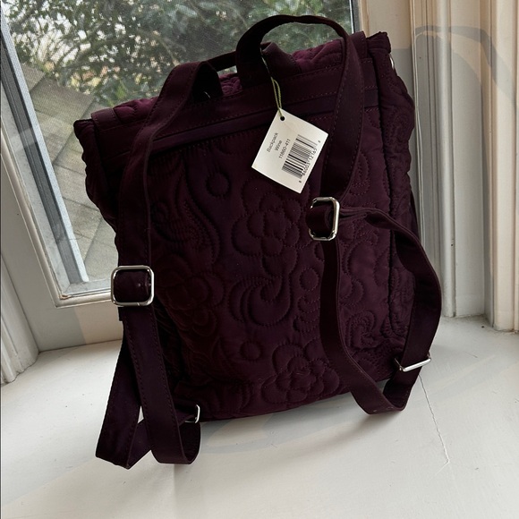 Vera Bradley Burgundy Quilted Backpack - Picture 3 of 8